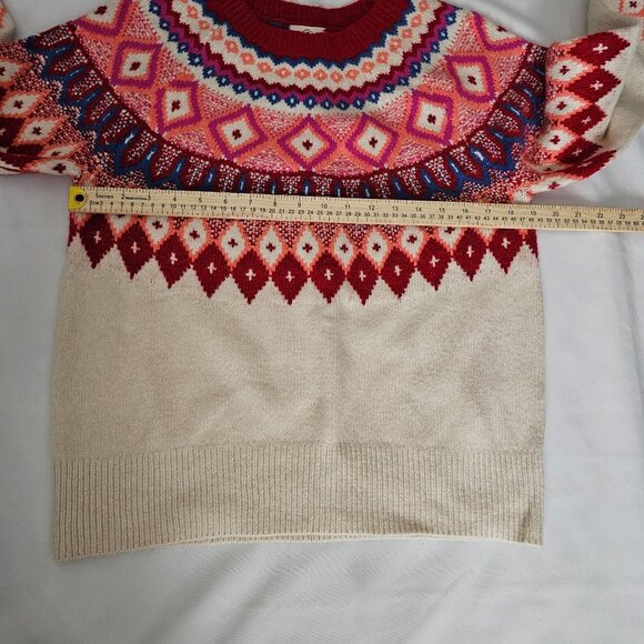 St. John's Bay Women's Beige Red Fair Isle Knit Pullover Sweater Size Medium - Picture 8 of 11